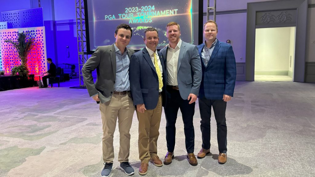 Pictured Above L-R: Toby DiPaolo, Myrtle Beach Classic; Tracy Conner, Visit Myrtle Beach; Kyle Oland, Golf Tourism Solutions; and Darren Nelson of the Myrtle Beach Classic at the PGA TOUR Tournament Meeting in Orlando.